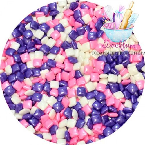 Посыпка МИКС "Квадратики бел/роз/фиолет", 50г