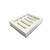Коробка для батончиков с пласт. крышкой 19*15*3см, 4 яч. (белая)