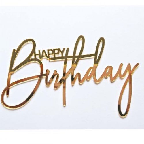 Зеркальный акриловый топпер "Happy Birthday", золото 120*99мм Зеркальный акриловый топпер "Happy Birthday", золото 120*99мм