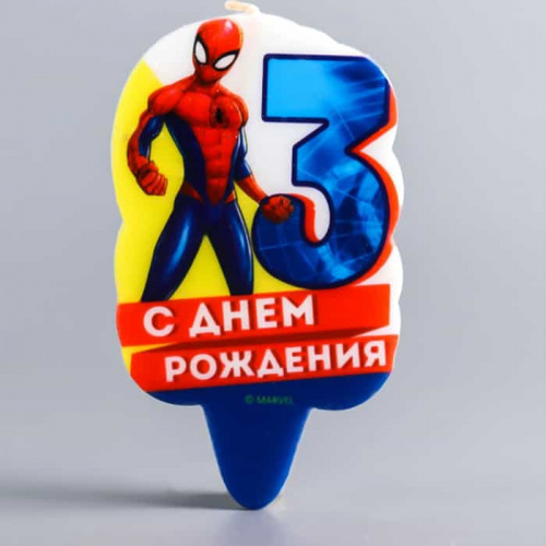 Свеча №3 "С Днем Рождения", Человек-паук Свеча №3 "С Днем Рождения", Человек-паук