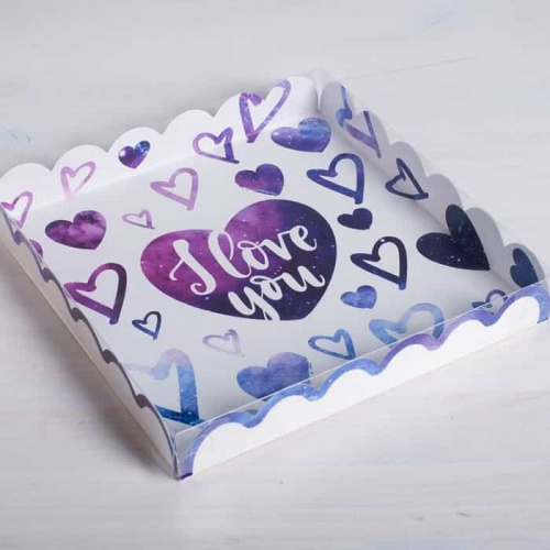 Коробка для кондитерских изделий "I lov you", 21*21*3см