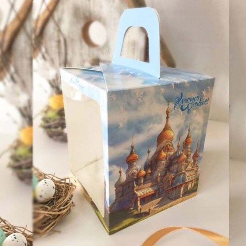 Коробка для кулича "Русский Храм" 15*15*18см Коробка для кулича "Русский Храм" 15*15*18см