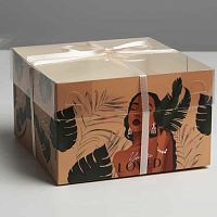 Коробка для 4 капкейков "Дикая", 16*16*10см