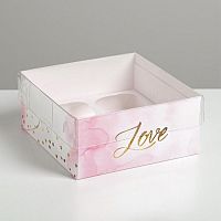 Коробка для 4 капкейков "LOVE" 16*16*7,5см